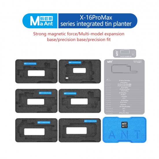 MaAnt M072 Middle Layer Tin Planter | iPhone X-16 Pro Max Reballing Platform MaAnt M072 Integrated Tin Planter BGA Reballing Station for iPhone X to 16 Pro Max motherboards