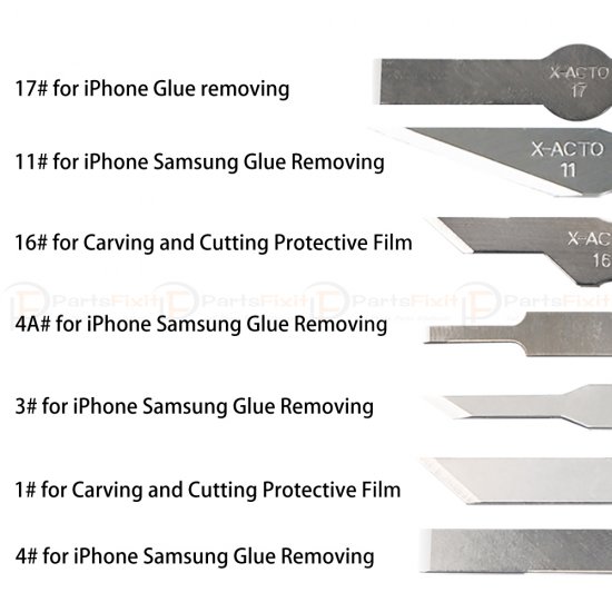 BSD Blades 1# 3# 4# 4A# 11# 16# 17# for Engraving And Glue Removal Motherboard Repair With Aluminum Alloy Handle