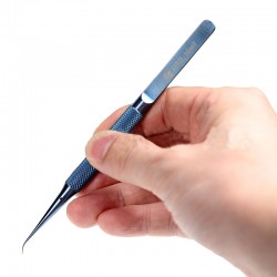 BlueT Curved Head Titanium Alloy 0.1mm Tweezer for Precise Wire Jump BlueT Curved Head Titanium Alloy 0.1mm Tweezer for Precise Wire Jump