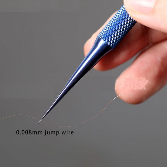 BlueT Straight Head Titanium Alloy 0.1mm Tweezer for Precise Wire Jump