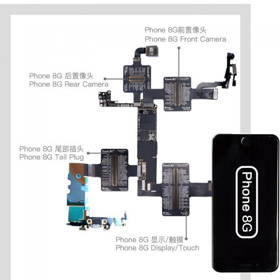 QianLi PCBA Front Camera/Rear Camera/Dock Connector/Touch Testing Cable for iPhone 8