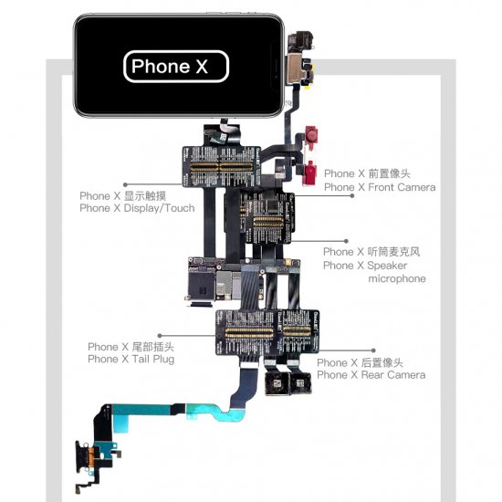 QianLi PCBA Front Camera/Rear Camera/Dock Connector/Touch Testing Cable for iPhone X