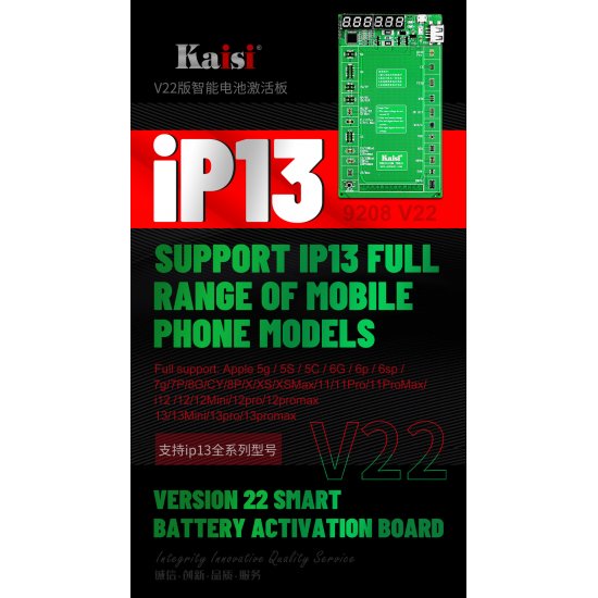 Kaisi K-9208 V22 Phone Battery Activation Charge Board for iPhone 5 to iPhone 13 Pro Max Samsung Huawei Xiaomi