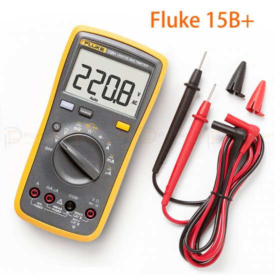 Fluke 15B+ Digital Multimeter AC/DC Voltage Current Capacitance Ohm Temperature Tester Auto/Manual Range Measuremen
