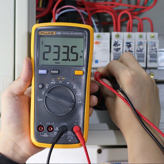 Fluke 15B+ Digital Multimeter AC/DC Voltage Current Capacitance Ohm Temperature Tester Auto/Manual Range Measuremen
