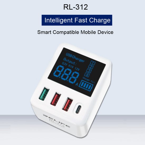 RL-312 Intelligent digital display fast charger Cargador with 4 USB Output