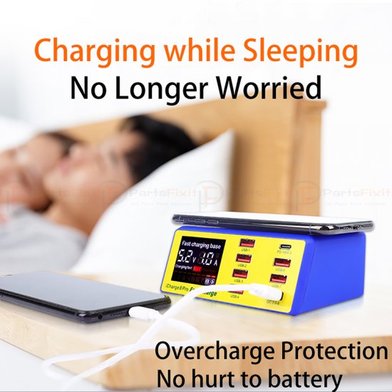 MECHANIC iCharge 8 Pro 8USB smart charge QC 3.0 Wireless Charging with LCD Display