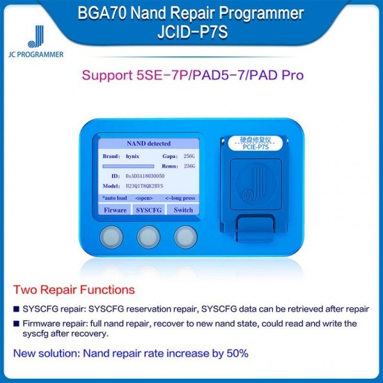 JCID P7S BGA70 Nand Hard Disk Repair Instrument Programmer