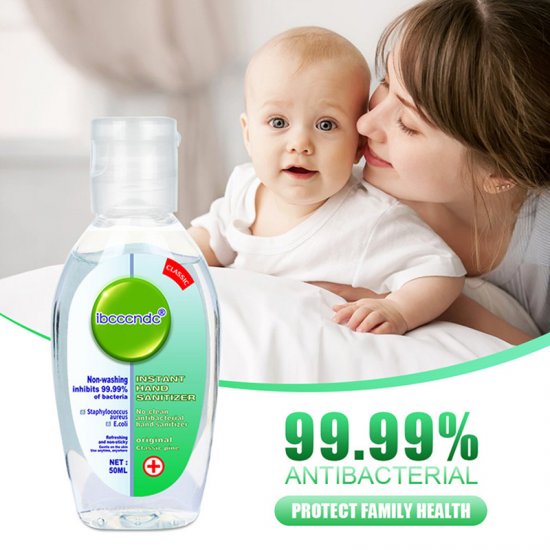 50ml Mini Portable Instant Hand Sanitizer 75% Ethanol Antibacterial Gel Disposable Waterless Hand Gel Disinfection Kids Adult