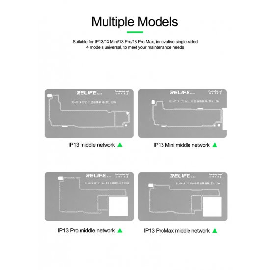 RELIFE RL-601W for iPhone 13/13 Mini/13 Pro/13 Pro Max Motherboard Middle-layer Tin Planting Kit