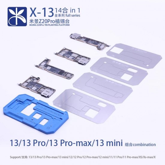 MiJing Z20 Pro 14 IN 1 BGA reballing Fixture For iPhone X-13 Pro Max