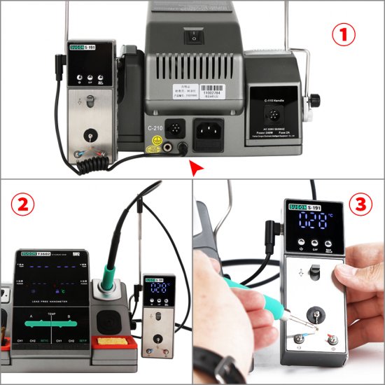 SUGON T3602 2 in 1 Soldering Iron Station with JBC 115/210 Soldering Tips 220V