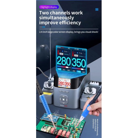 JCID AIXUN T420D Dual Channel Intelligent Soldering Station With C245 210 115 Handle Soldering Iron Tips JCID AIXUN T420D Dual Channel Intelligent Soldering Station With C245 210 115 Handle Soldering Iron Tips