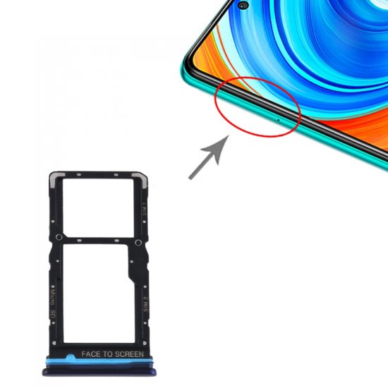For Xiaomi Redmi Note 9S/Note 9 Pro SIM Card Tray Blue Ori