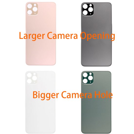 For iPhone 11 Pro Max Back Glass with Bigger Caemra Hole Larger Camera Opening