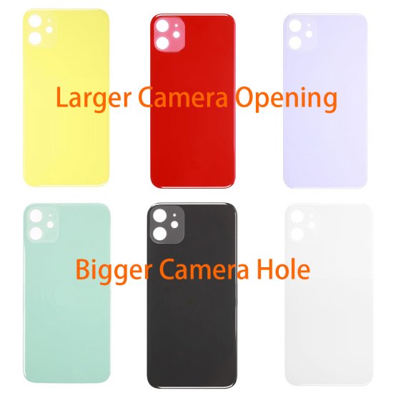 For iPhone 11 Back Glass with Bigger Camera Hole Larger Camera Opening