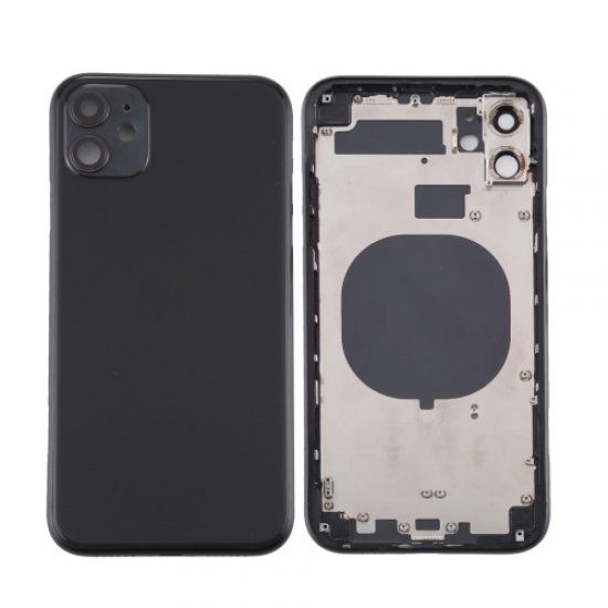 For iPhone 11 Back Housing with Side Buttons Black