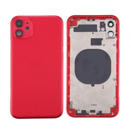 For iPhone 11 Back Housing with Side Buttons Red