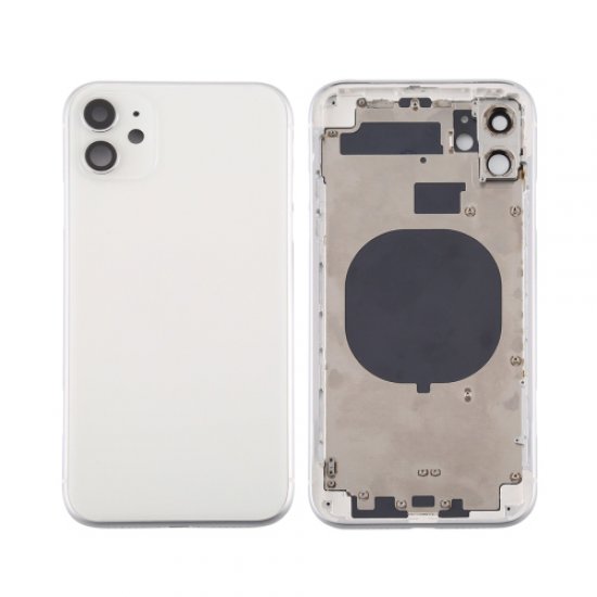 For iPhone 11 Back Housing with Side Buttons White
