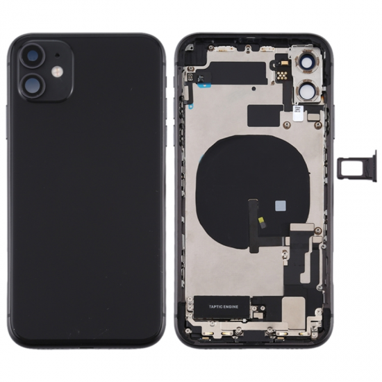 For iPhone 11 Back Housing Assembly with Side Buttons Black