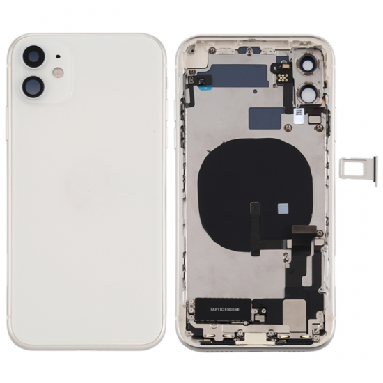 For iPhone 11 Back Housing Assembly with Side Buttons White