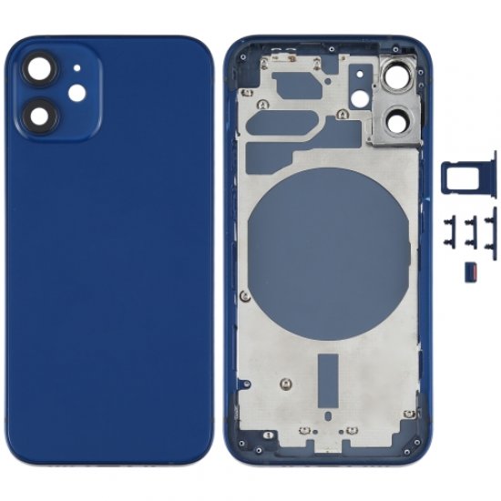 For iPhone 12 Mini Battery Housing Cover with Side Keys Blue