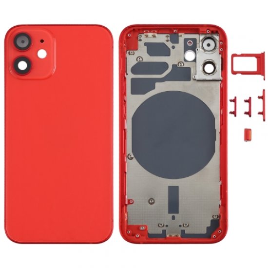 For iPhone 12 Mini Battery Housing Cover with Side Keys Red