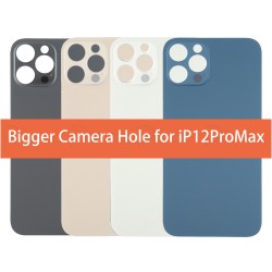 For iPhone 12 Pro Max Back Glass Black with Bigger Camera Hole 
