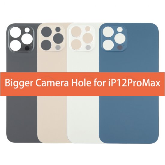 For iPhone 12 Pro Max Back Glass Black with Bigger Camera Hole