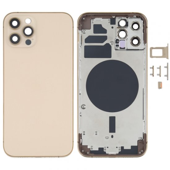 For iPhone 12 Pro Back Housing Cover with Side Keys Gold