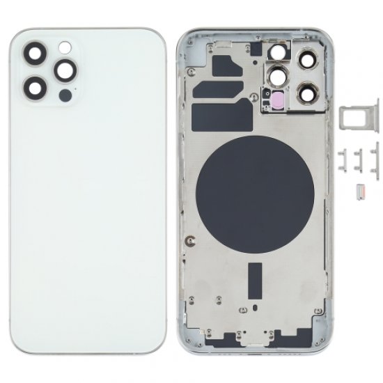 For iPhone 12 Pro Back Housing Cover with Side Keys White