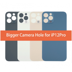 For iPhone 12 Pro Back Glass Black with Bigger Camera Hole 