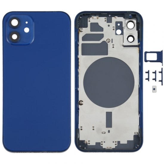 For iPhone 12 Back Housing Cover With Side Keys Blue