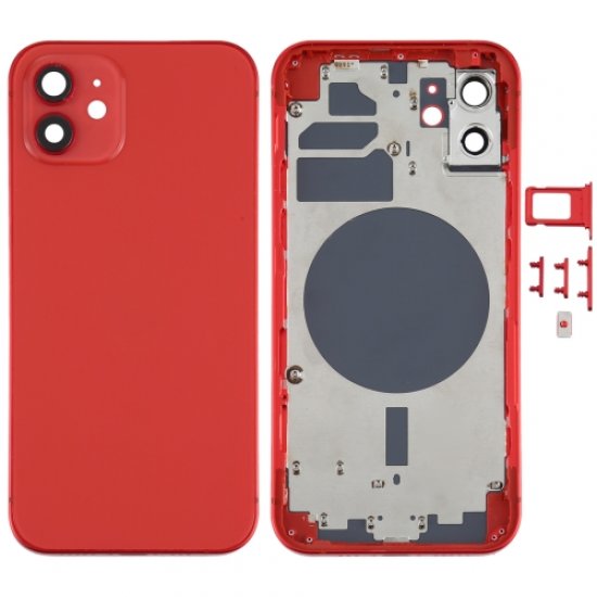For iPhone 12 Back Housing Cover With Side Keys Red
