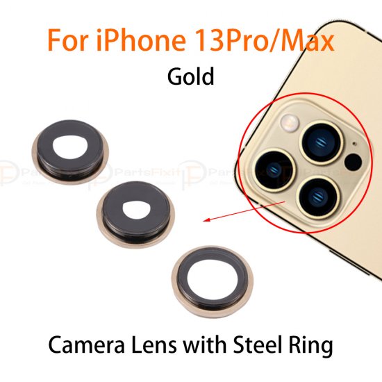 For iPhone 13 Pro/ 13 Pro Max Back Camera Lens with Steel Ring