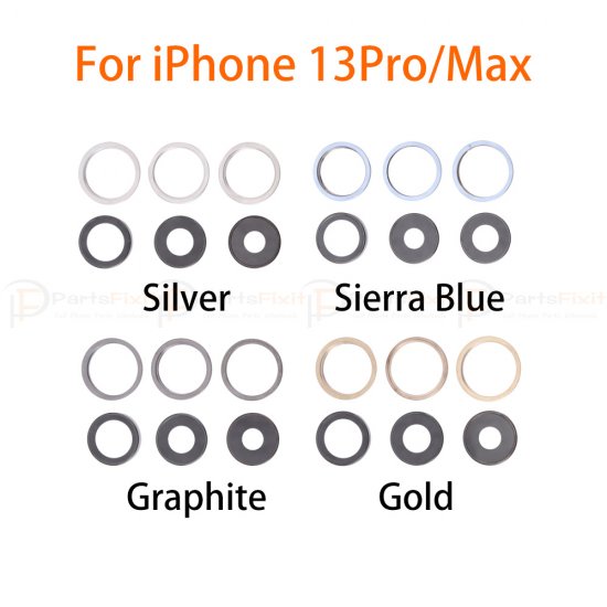 For iPhone 13 Pro/ 13 Pro Max Back Camera Lens with Steel Ring