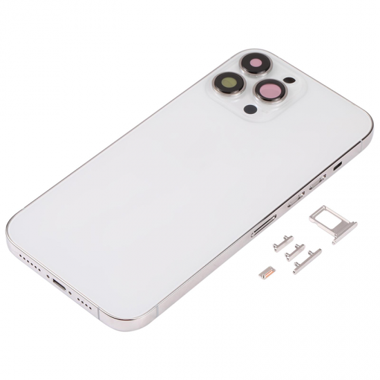 For iPhone 13 Pro Max Back Housing Cover With Side Keys White