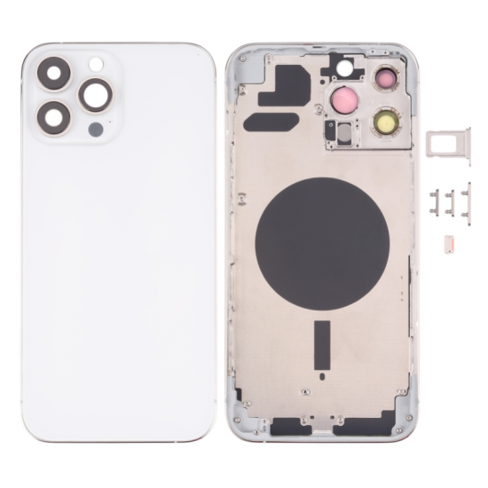 For IPhone 13 Pro Back Housing Cover With Side Keys White