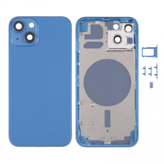 For iPhone 13 Back Housing Cover With Side Keys Blue