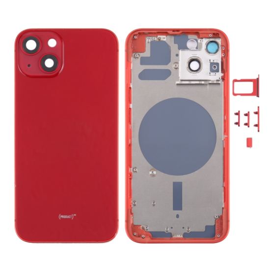 For iPhone 13 Back Housing Cover With Side Keys Red