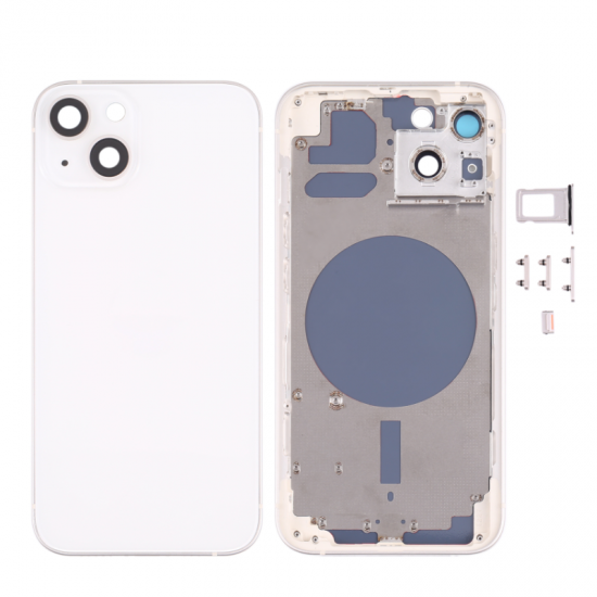 For iPhone 13 Back Housing Cover With Side Keys White