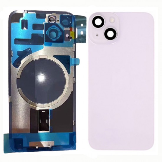 For iPhone 14 Plus Back Glass with Frame Metal Plate Magnetic Camera Lens Small Parts Installed