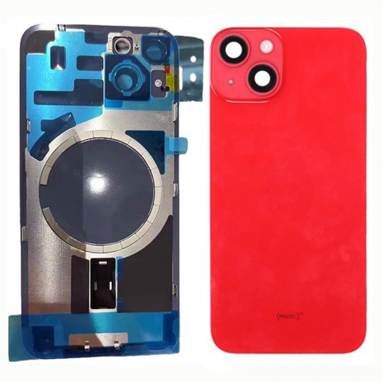 For iPhone 14 Plus Back Glass with Frame Metal Plate Magnetic Camera Lens Small Parts Installed