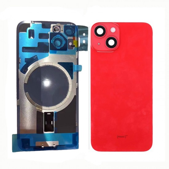 For iPhone 14 Back Glass With Frame Metal Plate Magnetic Camera Lens Small Parts Installed