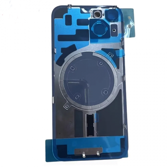 For iPhone 15 back glass with camera lens + frame + magnetic