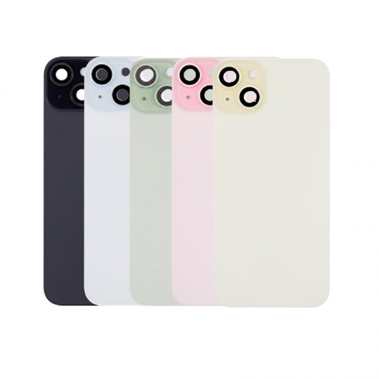 For iPhone 15 back glass with camera lens + frame+ magnetic + Wireless Charger Chip