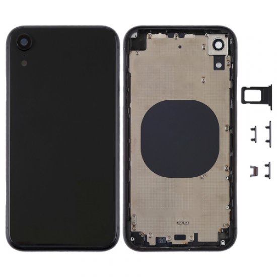 For iPhone XR Battery Cover with Side Keys Black