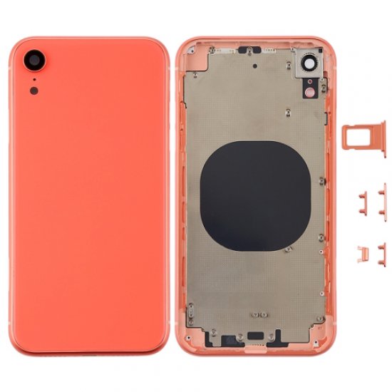 For iPhone XR Battery Cover with Side Keys Coral 