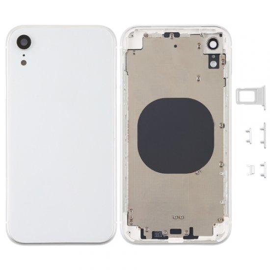 For iPhone XR Battery Cover with Side Keys White