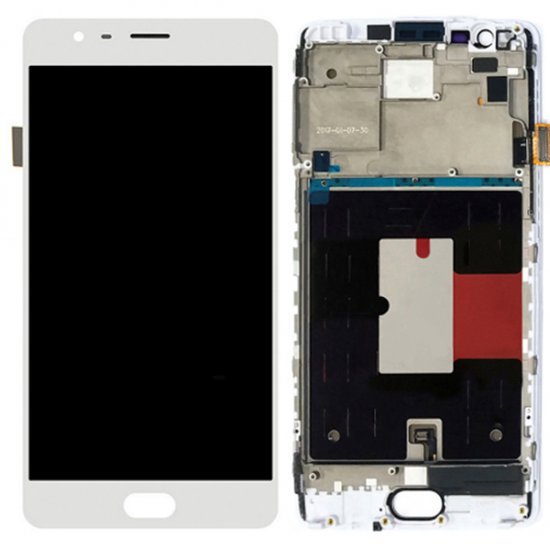 OnePlus 3 3T LCD Screen Replacement With Frame White OEM